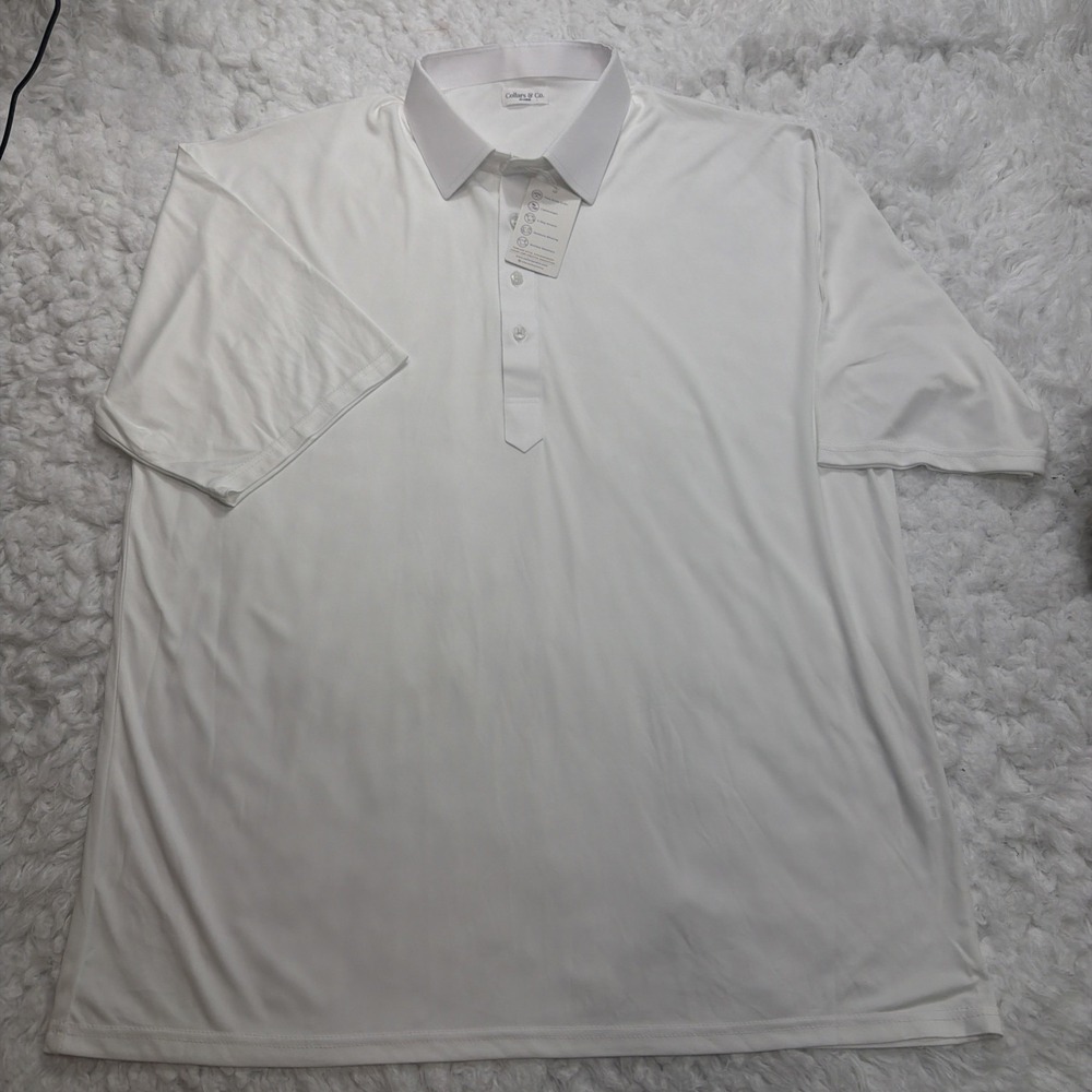 Collars and Co Firm Dress Collar Polo Shirt Mens 3XL XXXL Solid White Office New - Picture 7 of 10